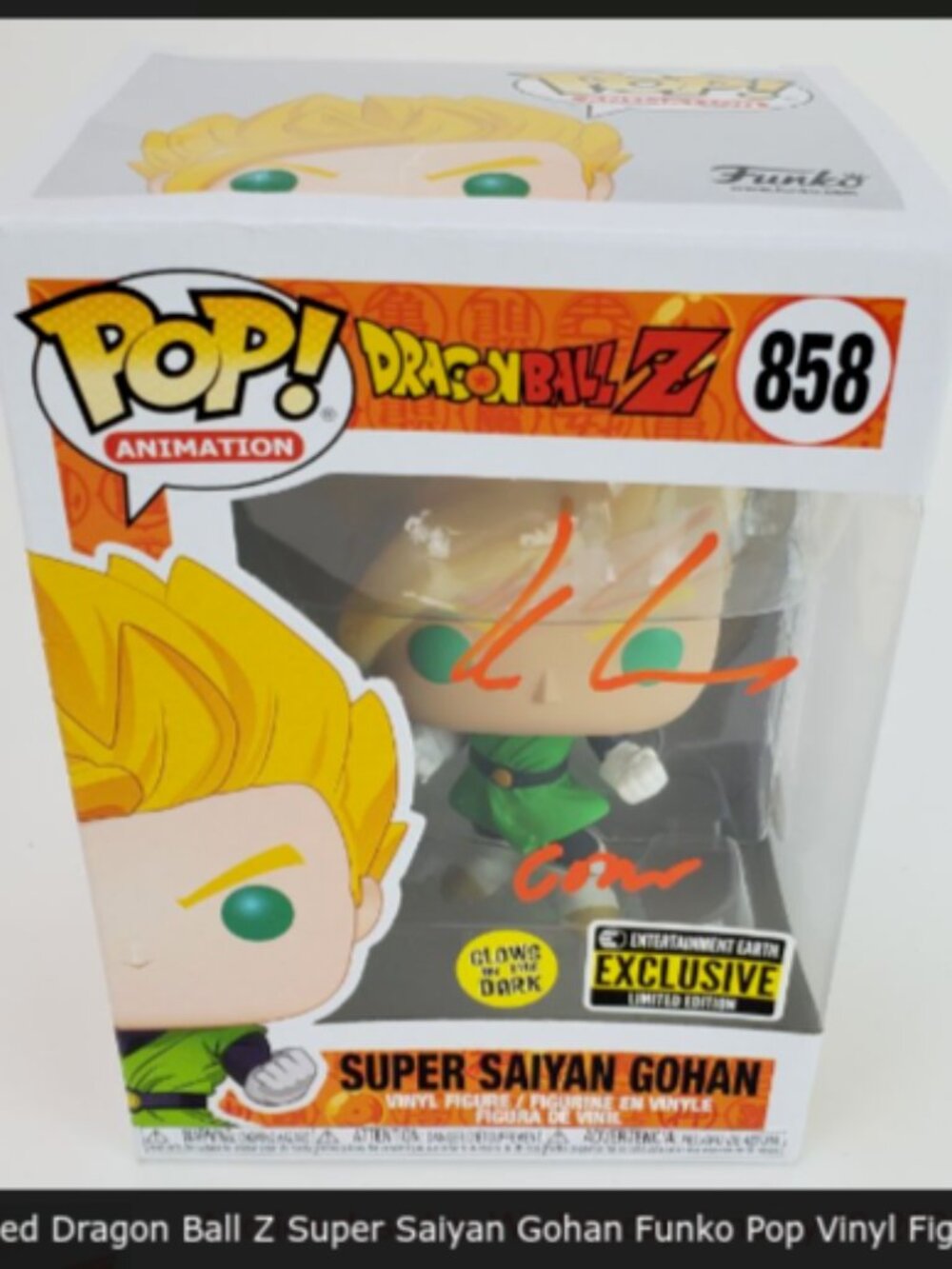 Kyle Hebert signed Funko Pop! - Dragon Ball Z - Super Saiyan Gohan #858 w/COA